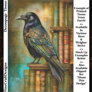 Gothic/Steampunk Rabe mit antiken Büchern ET5L Seidenpapier