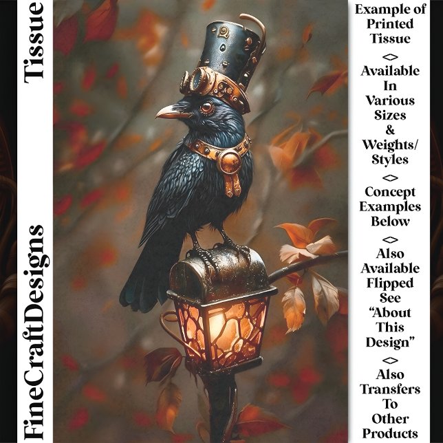 Gothic Steampunk Raven, Lantern, DC2L Decoupage Seidenpapier (Von Creator hochgeladen)
