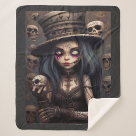 Gothic Steampunk Skull Girl – Dark Fantasy Cozy Sherpadecke