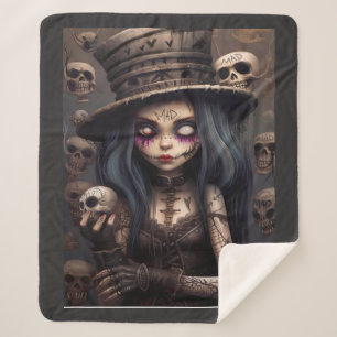 Gothic Steampunk Totenkopf Mädchen – Dunkle Fantas Sherpadecke