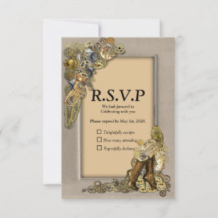 Gothic - Steampunk-UAWG - Rahmen aus leichtem Lede RSVP Karte