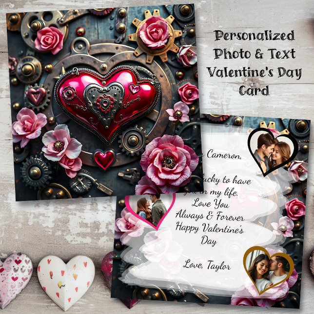 Gothic Steampunk Valentine's Day Foto Template Karte (Von Creator hochgeladen)