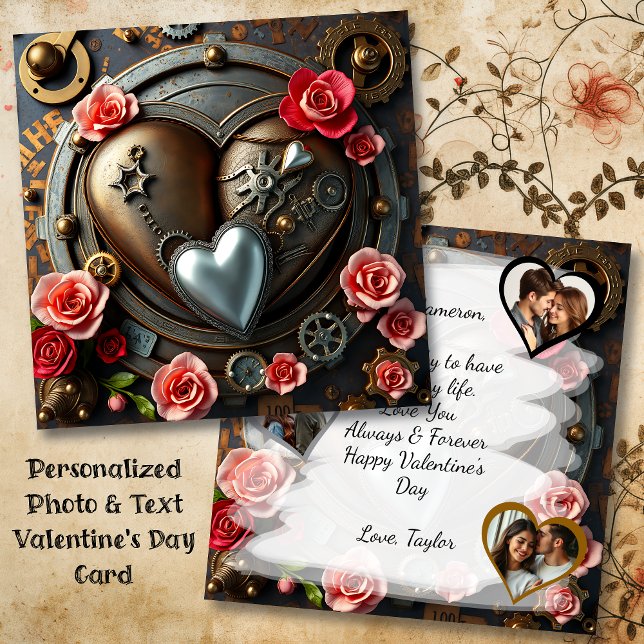 Gothic Steampunk Valentine's Day Foto Template Karte (Von Creator hochgeladen)