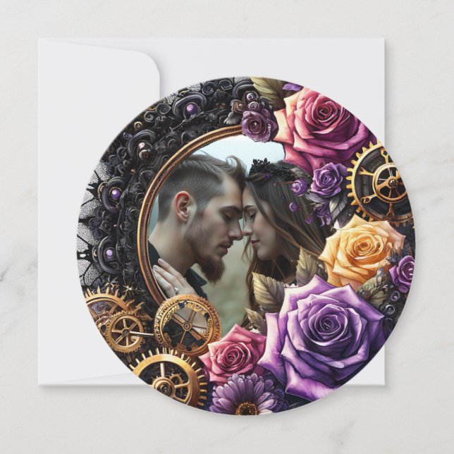 Gothic Steampunk Wedding Save the Date (Vorderseite)