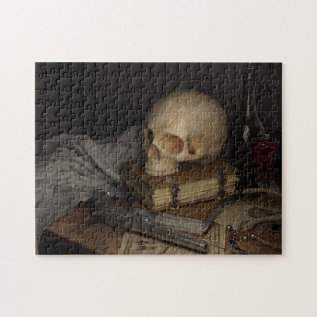 Gothic Stillleben mit Totenkopf Puzzle (Horizontal)