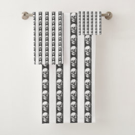 Gothic striped pattern with skulls badhandtuch set