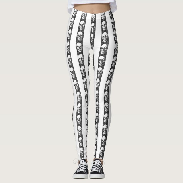 Gothic striped pattern with skulls leggings (Vorderseite)