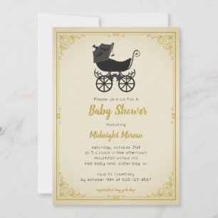 Gothic Stroller Bat Baby Shower Einladung