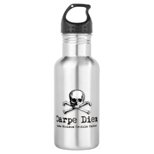 Gothic Style Carpe Diem Skull und Crossbones Trinkflasche
