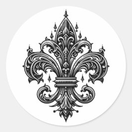 Gothic Style Fleur-de-lis Runder Aufkleber