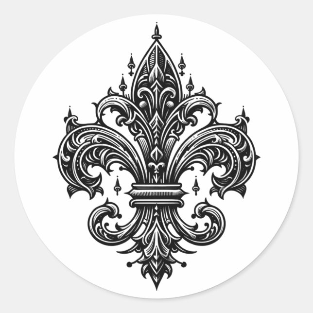 Gothic Style Fleur-de-lis Runder Aufkleber (Vorderseite)