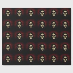 Gothic Sugar Skull Frau rote Rose Tag der Toten Geschenkpapier