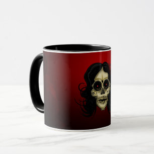 Gothic Sugar Skull Frau rote Rose Tag der Toten Tasse