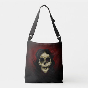 Gothic Sugar Skull Frau rote Rose Tag der Toten Tragetaschen Mit Langen Trägern