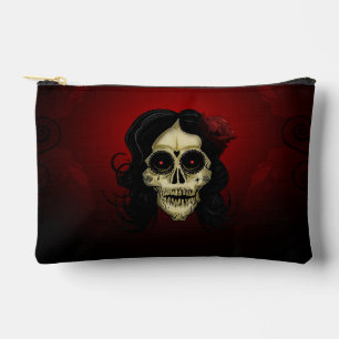 Gothic Sugar Skull Frau rote Rose Tag der Toten Zubehörtasche