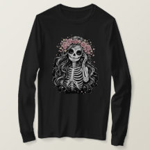 Gothic Sugar Skull Mädchen mit rosa floralem CrT-S