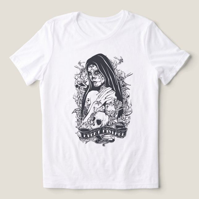 Gothic Sugar Skull Woman Tattoo Art Tri-Blend Shirt (Design Vorderseite)