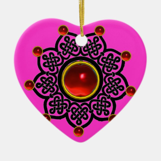 GOTHIC SUN Red Ruby Gem Keramik Ornament (Vorne)