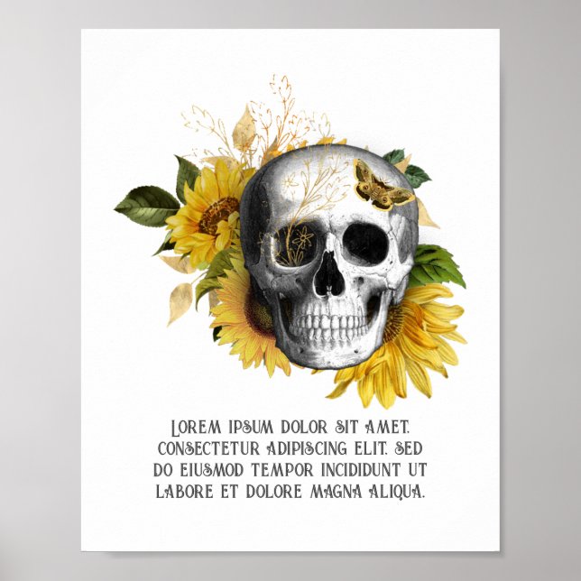 Gothic Sunflower Skeleton Poster (Vorne)