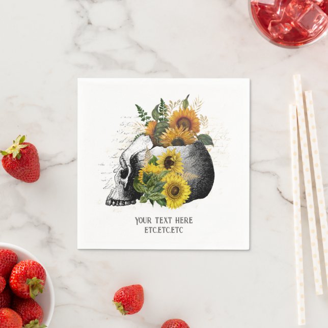 Gothic Sunflower Skeleton Serviette (Beispiel)