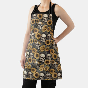 Gothic Sunflower Skull Blume Muster Schürze