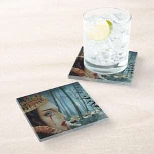 Gothic Surreal Unique Collage Sad Queen of Hearts Glasuntersetzer