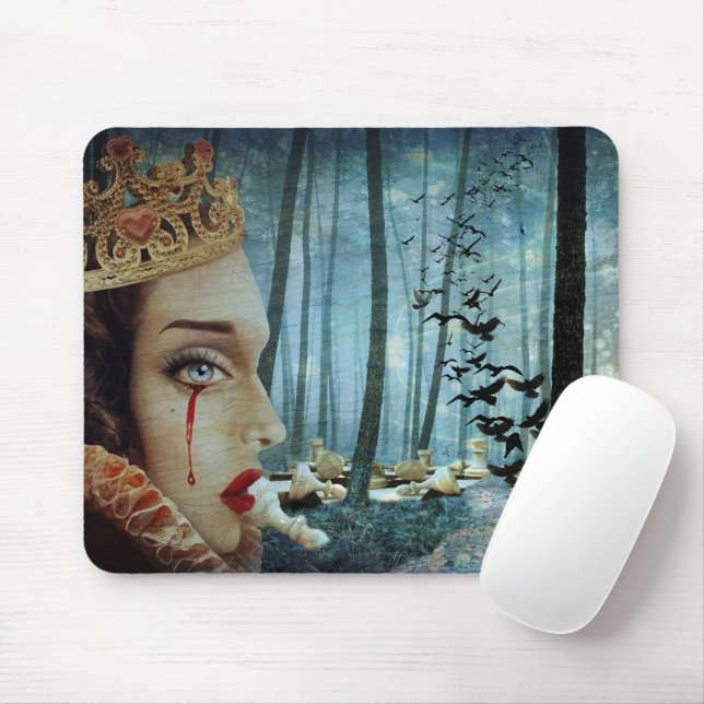 Gothic Surreal Unique Collage Sad Queen of Hearts Mousepad (Mit Mouse)