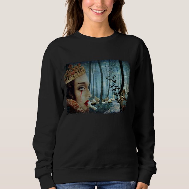 Gothic Surreal Unique Collage Sad Queen of Hearts Sweatshirt (Vorderseite)