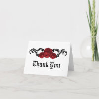 Gothic Swirl Rose Dankeschön Karte, Rot