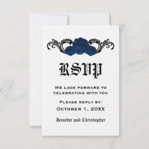 Gothic Swirl Rose Response Card, blau Einladung