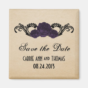Gothic Swirl Rosen Save-the-Date-Magnet, Violett Magnet