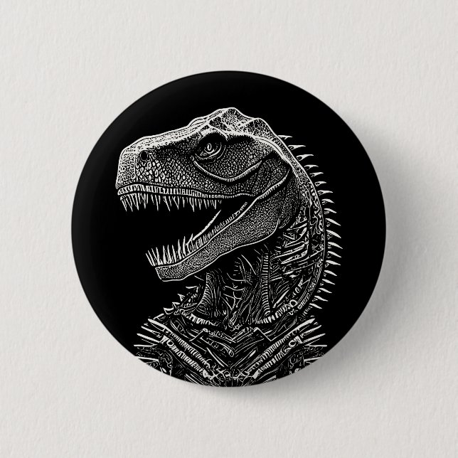 Gothic T-Rex Dinosaur Button (Vorderseite)