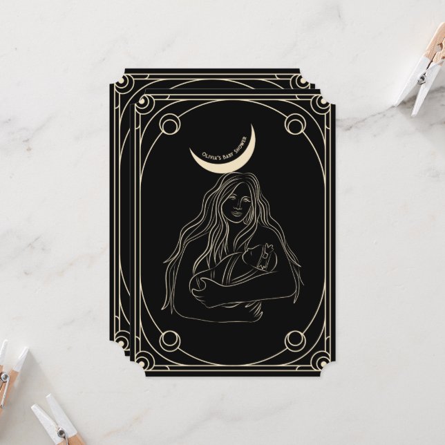 Gothic, Tarot-Card-Babydusche Einladung (Vorderseite/Rückseite Beispiel)