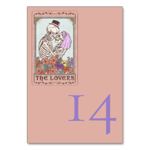 Gothic Tarot Card Lovers Wedding Tischnummer