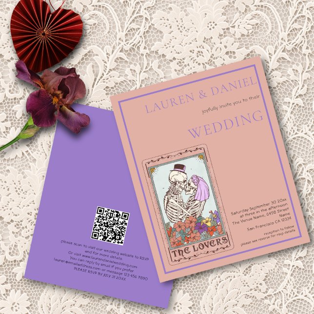 Gothic Tarot Card QR Code Hochzeit (Front and back views)