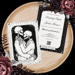 Gothic Tarot Card Wedding Invitation QR Code Einladung<br><div class="desc">Bis zum Tod machen wir Teil - Schwarz-Weiß-Tarot Hochzeitseinladungen! Gotische Vibes, Skelette vorne und alle wichtigen Details hinten. Die Einladung ähnelt einer Lieblingskarte und ist eine perfekte Ergänzung zu einer gotischen, launischen, spirituellen Hochzeit. Karo aus der Erholung der Sammlung für passende RSVP Karten, danke Karten, Menü, feine Details, Tischnummern, Gastgeschenke...</div>