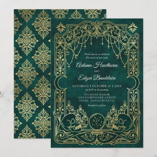 Gothic Tarot Hexen Grün Hochzeit Einladung