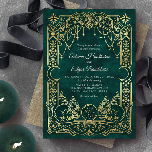 Gothic Tarot Hexen Grün Hochzeit Einladung