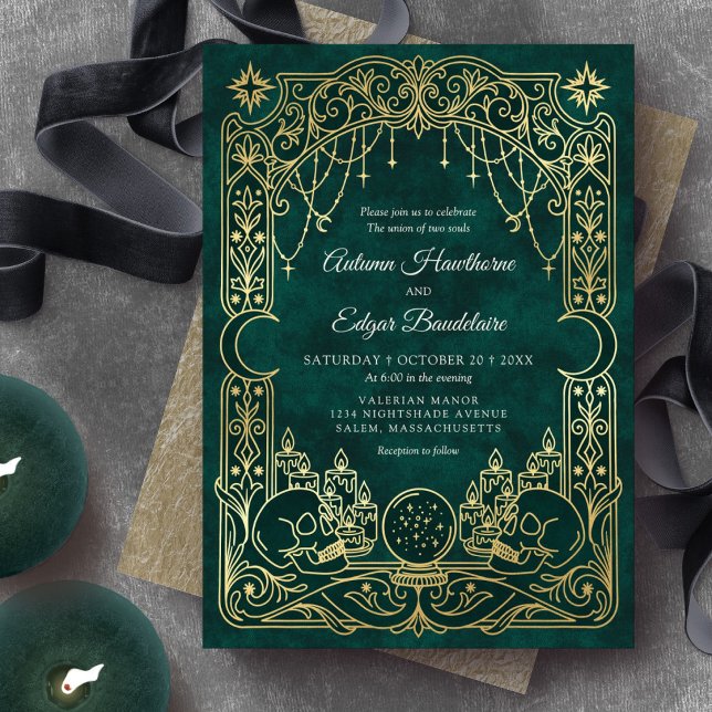 Gothic Tarot Hexen Grün Hochzeit Einladung (Von Creator hochgeladen)