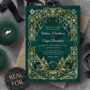 Gothic-Tarot-Himmlische-grüne-Hochzeit Folieneinladung