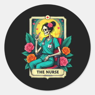 Gothic Tarot Karte Krankenpfleger Skelett Die Kran Runder Aufkleber
