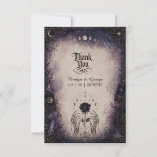 Gothic Tarot Mond Rose Skelett Hochzeit Dankeskarte
