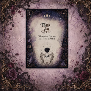 Gothic Tarot Mond Rose Skelett Hochzeit  Dankeskarte