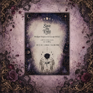 Gothic Tarot Mond Rose Skelett Hochzeit Einladung