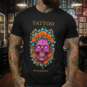 Gothic Tattoo-Künstler Rose Schädel Tattoo-Stil T-Shirt
