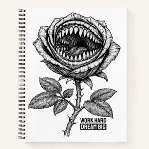 Gothic Teufelsrose Aufkleber – Dunkle Horrorblume Notizbuch