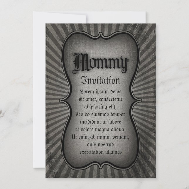 Gothic Text Mommy Einladung (Vorderseite)
