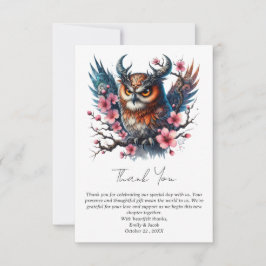 Gothic Theme Funny Owl Blumenhochzeit Dankeskarte