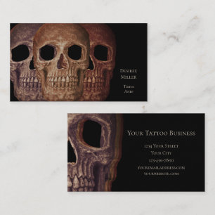 Gothic Three Skulls Sepia Brown Black Macabre Visitenkarte
