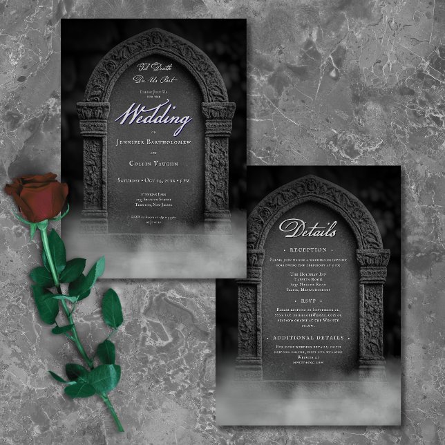 Gothic Til Death Do us Part Grabstein Wedding Einladung (Gothic Til Death Do Us Part Tombstone Wedding Invitation)
